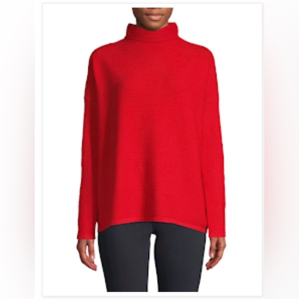 French Connection High Neck Ribbed Sweater in Red Size Medium